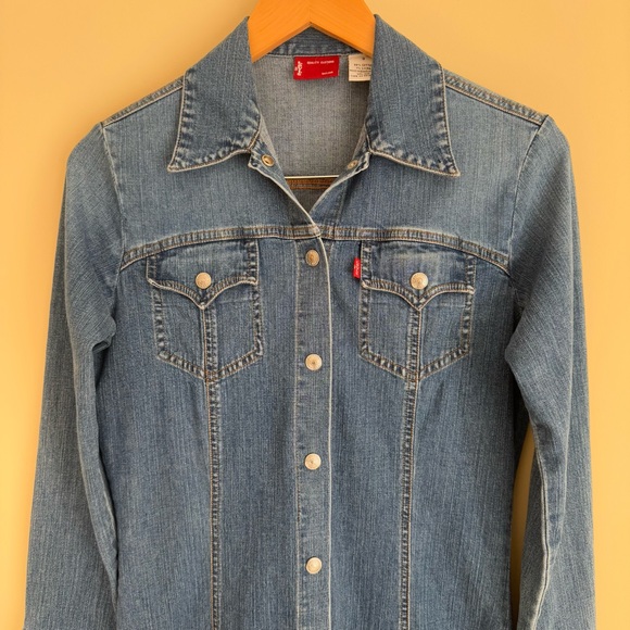 Rare Levi's Long Sleeve Midi/Maxi Length Denim Dress Size S - Picture 3 of 9